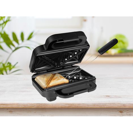 Sandwichmaker & Gabel 4 halbe Toasties, Grillplatte 22x11cm - 800Watt (1/5)