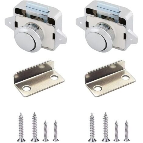 Sollbry 2 Pieces Verrouillage De La PoignÉE À Bouton, Loquet À Bouton-Poussoir, Verrouillage De Porte Poussoir, Sans ClÉ Loquet De Bouton De Porte De Placard Pour Porte, Armoire, VR, Yacht (Chrome)