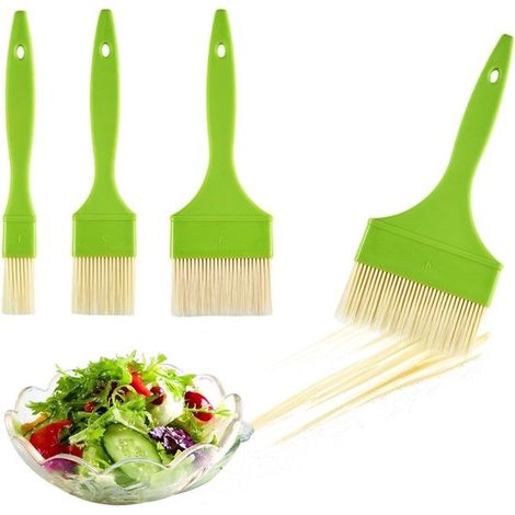 Set di 4 pennelli da cucina di varie dimensioni - Pennelli da forno resistenti al calore per uova, burro e salse con 4 ganci (1/5)