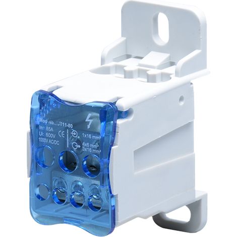 Répartiteur Unipolaire 80a 1000v - 1 Entrée 16mm² - 6 Départs 4x 6mm² + 2x 16mm²