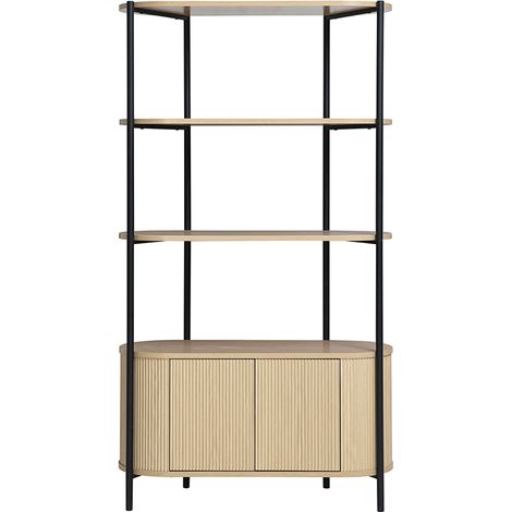 Bibliothèque avec rangements finition bois clair chêne et métal L100 cm ZORA (1/5)