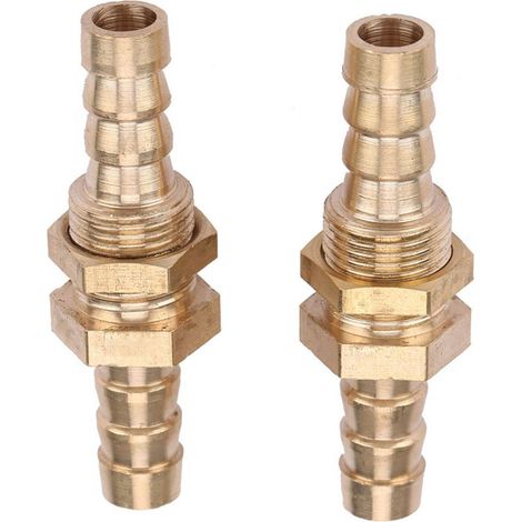 2 pièces Raccord de tuyauterie en laiton à embout cannelé pour cloison, adaptateur de connecteur (6 mm)