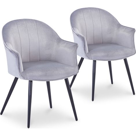 Lot de 2 Fauteuils Williams Velours Argent (1/3)
