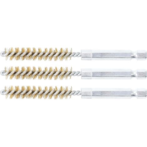 BGS Messingbürste 9 mm Antrieb Außensechskant 6,3 mm (1/4&quot) 3tlg. - 3078-9-M