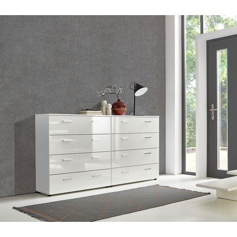 BMG Möbel Schubkastenkommode »Marbella-Kommoden-Set 1« (Schubkastenkommode Sideboard Kommode, 2 Schubkastenkommoden), Fronten in weiß Hochglanz, Made in Germany