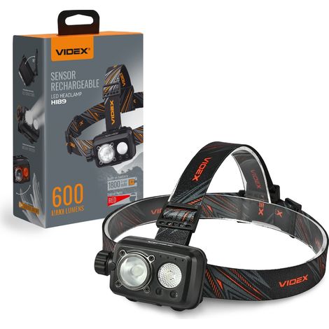 Linterna frontal LED táctica de 10 W con batería recargable para 47 horas de uso, 600 lm, alcance de 185 m, IP55, VLF-H189 Videx (1/5)
