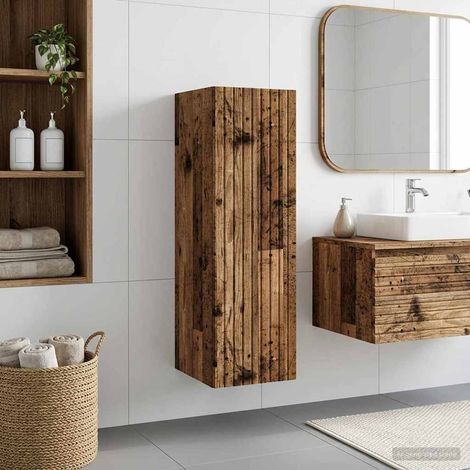 vidaXL Mobiletto da Bagno a Muro Legno antico 33 x 34,5 x 60 cm