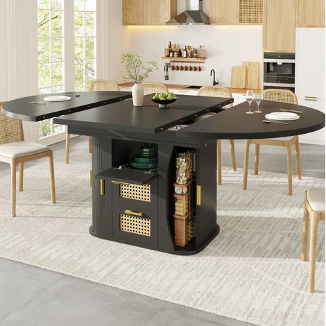 Tavolo allungabile con contenitore 118-158 x 118 x 77,1 cm in MDF e metallo nero HAVRYA (1/5)