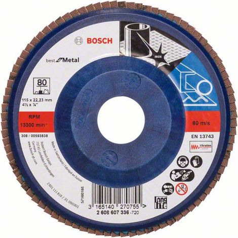 Bosch Accessories 2608607336 X571 Fächerschleifscheibe Durchmesser 115 mm Bohrungs-Ø 22.33 mm Körnun (1/5)
