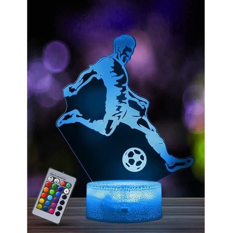 Veilleuse de football pour enfants, éclairage 3D à LED, télécommande 16 changements de couleur, gradable, décoration du salon (1/4)