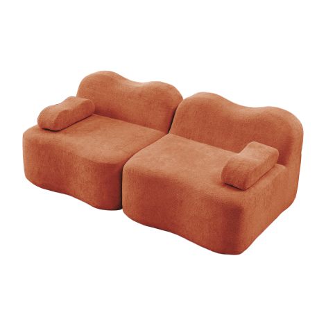 Canapé modulaire 2 places velours coussin accoudoir mobile pour salon et appartement Orange (1/5)