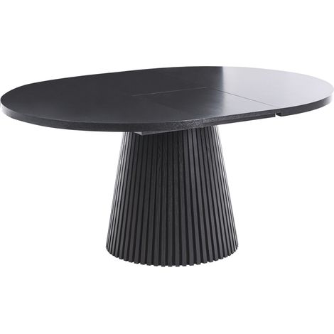 Dining Table Black Ash Wood MDF Top Legs Extendable Modern Industrial Style MOORE