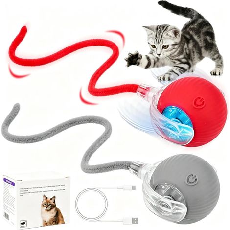 Lot de 2 balles interactives pour chat - Jouet mobile pour chat - Jouet électrique pour chat - Auto-occupation - Roule automatiquement (1/5)