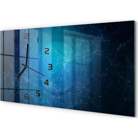 Horloge Murale Panoramique Moderne 60x30 cm Verre Trempé Sans Tic-Tac Constellation (1/5)