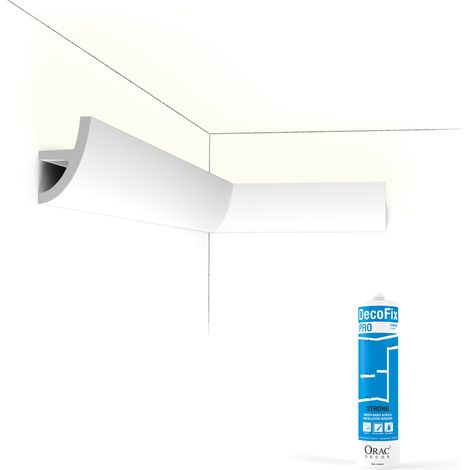 Pack 10 mètres Corniches Plafond C373 avec colle - Orac x Cimaises-et-plus - 8 x 5 x200cm (h x p x L) - moulure décorative polyuréthane (1/4)