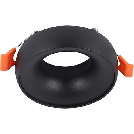 Support de spot encastré LED rond V-TAC GU10 noir, réflecteur noir avec support incliné (1/5)