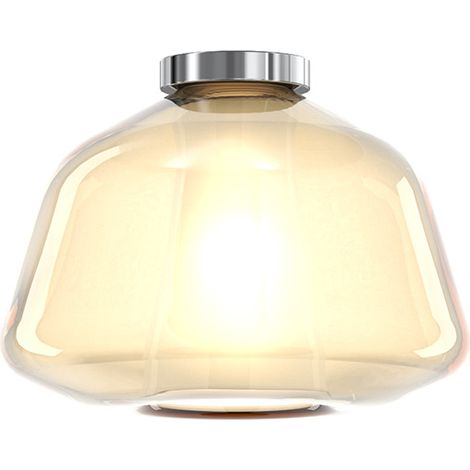 Plafoniera Contemporanea Double Skin Alpha Metallo Cromo Vetro Ambra 1 Luce E27