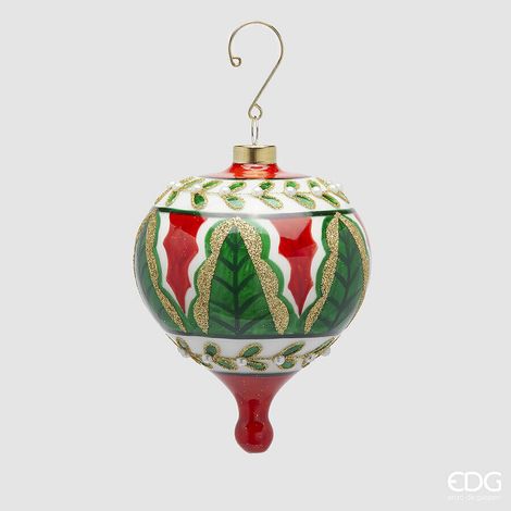 EDG Enzo De Gasperi Addobbo Trottola di Natale Tirolo H 12 Cm D 10 Cm Green Red