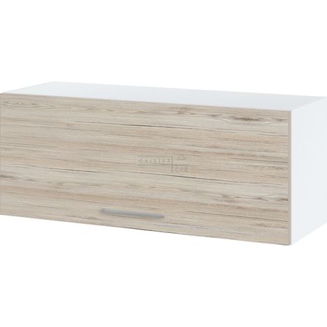 Meuble haut SLIM de cuisine Bellissi Noyer blanchi 1 porte relevable, L 90 cm