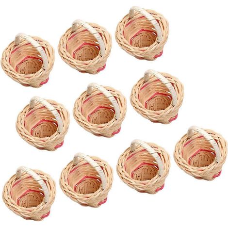 10 petits paniers décoratifs en rotin tressé, légers, pour bonbons-White (1/5)