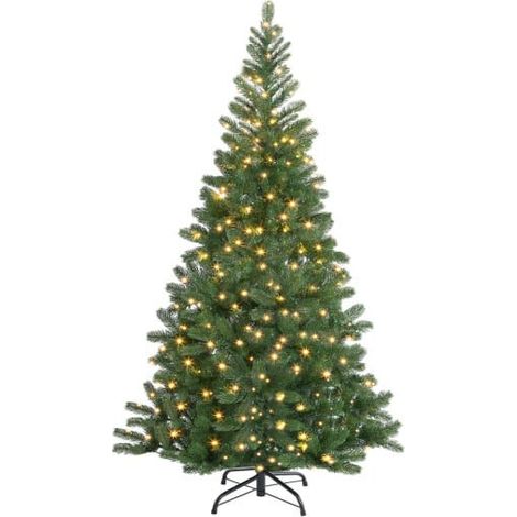 Sapin de Noël Vert décoré 140 cm avec 470 branches et pied support (1/5)