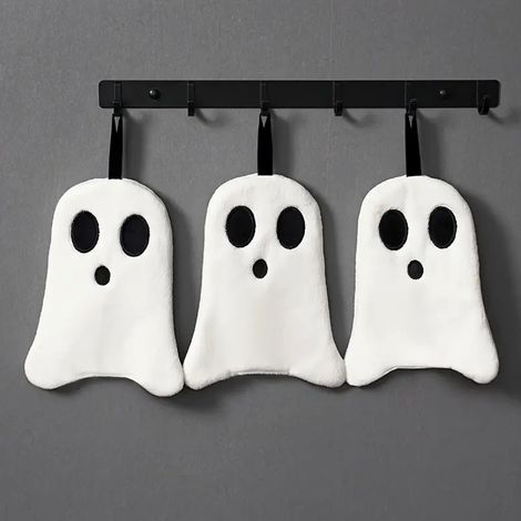 serviettes à main en forme de fantôme décoration salle bain suspendre pour Halloween serviette velours corail super absorbante (1/5)