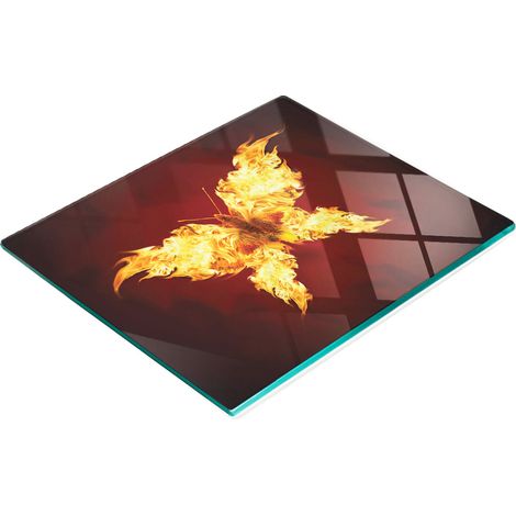 Tabla decorativa de vidrio con mariposa gr谩fica para servir aperitivos 60x52 cm