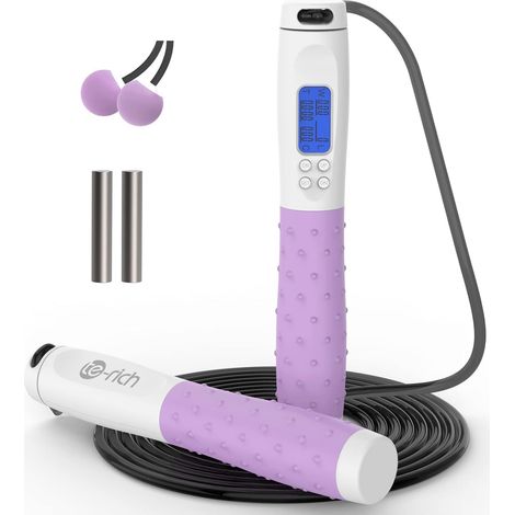 Sport Skipping Rope, Wireless Skipping Rope with Counter, 3M Adjustable Jump Rope with Steel Ball Bearings, Non-Slip Handles for Adult/Kids/Fitness/Crossfit/Boxing/Gym (1/5)