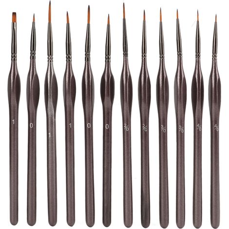 12 Pièces Pinceaux Détail Ergonomiques à Manche Triangulaire pour Peinture Acrylique (1/5)