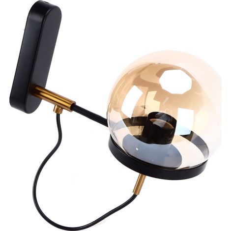 Applique Murale Technologie Soufflée Verre Transparent Éclairage Doux Design Moderne Sphère Lumineuse 110‑220V Abat‑Jour Noir (1/5)