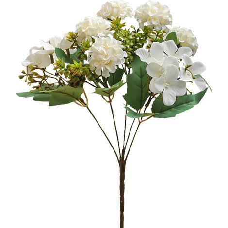 Rama de hortensia artificial de plástico – Flor decorativa colorida (30 cm, roja, 35 g) – Para ramos y eventos (1/5)