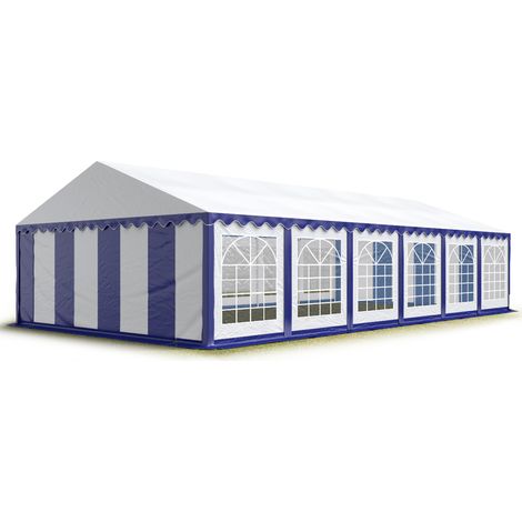 TOOLPORT Carpa para fiestas carpa de fiesta 6x12 m carpa de pabellón de jardín lona PVC 700 N en azul-blanco impermeable