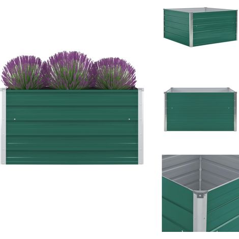 Jardinière 100 x 100 x 45 cm Acier galvanisé Vert - Jardinier - Pot De Fleurs - Bac À Plantation - Plante Verte - Décoration Extérieur (1/5)