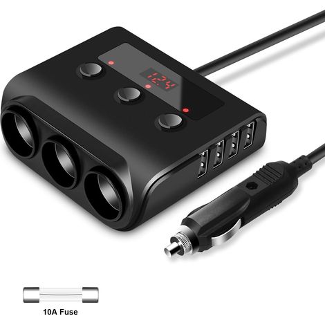 Allume Cigare USB 100W,Adaptateur Allume Cigare à Charge Rapide, 3 Prise Allume Cigare Splitter 110 W 4 Ports USB et Interrupteur Séparé pour la Tablette IPhone IPad GPS (1/5)
