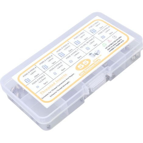Lot de 55 écrous à insérer filetés M2 M2.5 M3 acier inoxydable pour réparation de filetage (1/5)