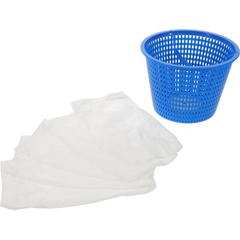 Panier de Filtre de Piscine en Plastique Résistant aux UV avec 5 Chaussettes à Mailles Fines Bleu pour Piscines Enterrées Sol Récupérateur de Débris pour Entretien Accessoire (1/5)
