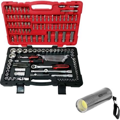 Pack KS TOOLS - Steckschlüsselsatz und Zubehör Ultimate - 151-tlg. - COB LED-Taschenlampe - L.84 mm