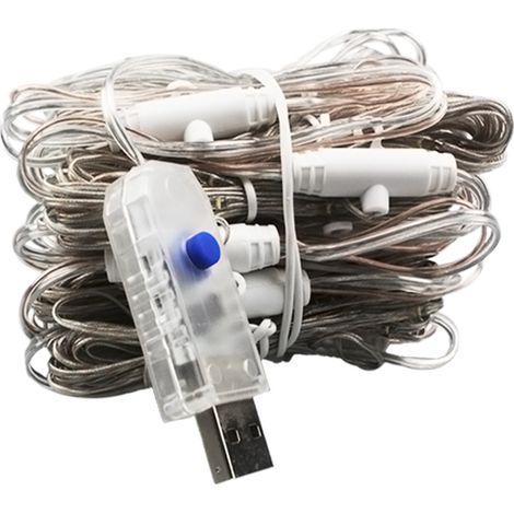 Guirlande lumineuse rideau de fenêtre 300 LED, 8 modes d'éclairage, télécommande, blanche, idéale pour mariage, anniversaire ou fête. (1/5)