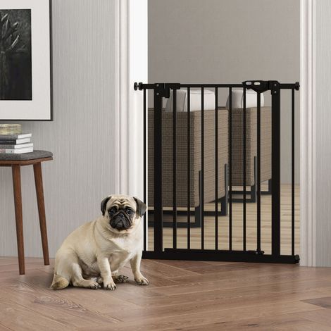 Türschutzgitter für Hunde, Absperrgitter, Schutzgitter für Haustiere, Metall, Kunststoff, 74-80 cm, Schwarz (1/5)