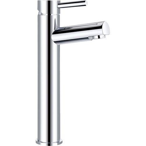 Aquariss Bathroom Sink Basin Mixer Taps High Rise, Single Lever Handle Chrome Brass Countertop Washbasin Mixer Tap Modern Tall (1/2)