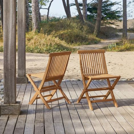 Ensemble de 2 Chaises d'extérieur en bois d'acacia Capri (1/5)