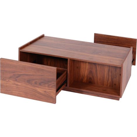 [NEUWERTIG] Couchtisch HHG-205, Wohnzimmertisch Beistelltisch Sofatisch, Schublade, MDF 110x50x40cm Walnuss-Optik