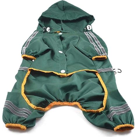 AGE Imperméable pour chien imperméable 4 jambes imperméable pour animaux de compagnie imperméable pour chien combinaison imperméable (1/4)