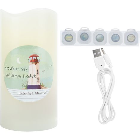Bougie décorative à projection LED Veilleuse – Convient pour la maison, le jardin et la table à manger (Comprend 6 diaporamas de motifs) (1/5)