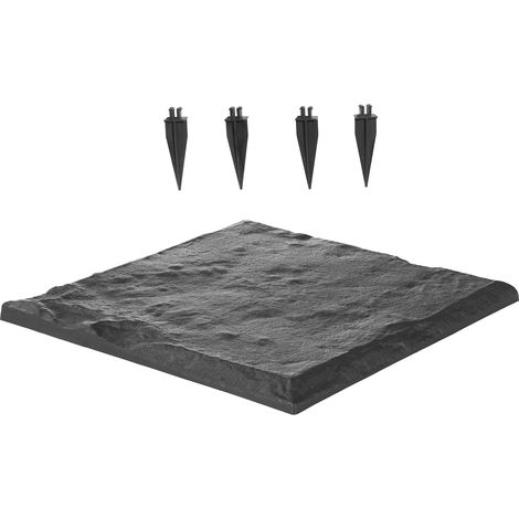 Mophorn Trittsteine Garten, 8 Stück, 395x395 mm, dekorative Gehwegplatten mit Pfählen, Kunststoff-Wegepflaster, Steinplatten aus Kunststoffharz PC, Steinoptik für Rasen und Terrassenlandschaft, Grau (1/5)
