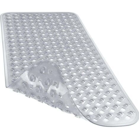 Tapis de baignoire original antidérapant, tapis de bain pour baignoire, tapis de douche avec trous de drainage, ventouses, lavable en machine, sans BPA, latex, sans phtalates, 34,5 x 15,5 pouces, gris (1/4)