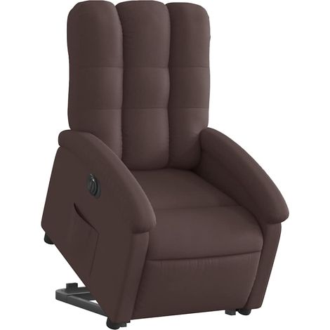 vidaXL Poltrona Alzapersona Reclinante Elettrica Marrone Scuro Tessuto
