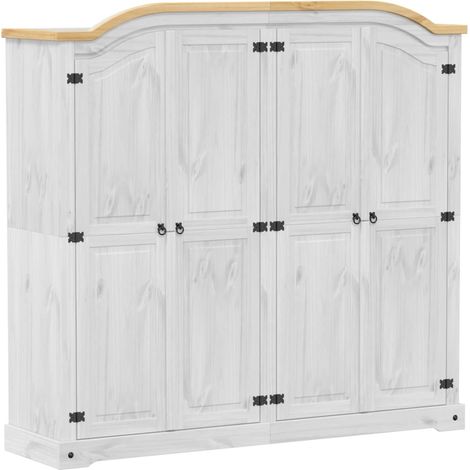 Kleiderschrank Corona Weiß 194x52x186 cm Massivholz Kiefer vidaXL (1/5)