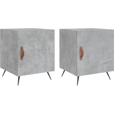 Set di 2 comodini con vano con anta 40 x 40 x 50 cm multistrato grigio DEC035391