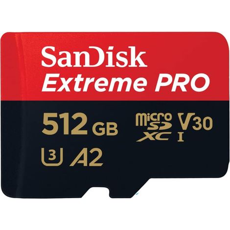 Convient pour SanDisk Extreme PRO 512 Go microSDXC, Carte micro sd + adaptateur SD (Pour smartphone, caméra d'action ou droner, jusqu'à 200 Mo/s) RescuePRO Deluxe UHS-I, Class 10, U3 (1/4)